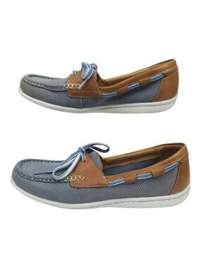 Clarks Artisan Jocolin Vista Boat Shoes 10 Nautical Preppy Leather Blue Gray
